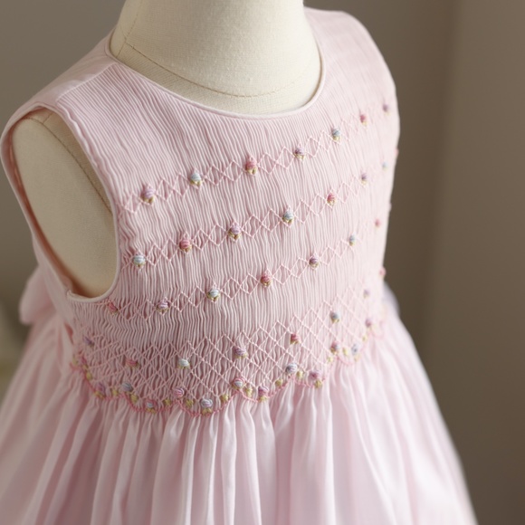 Smocked Pink Dress Size 4 Boutique Luli & Me Spring Summer Vacation Portrait NWT - Picture 2 of 5